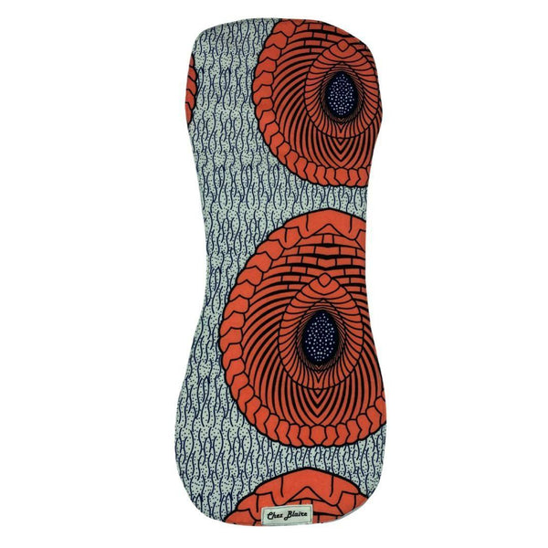 Chez Blaire African Print Burp Cloth - Grey and orange for baby spit up and burping newborn