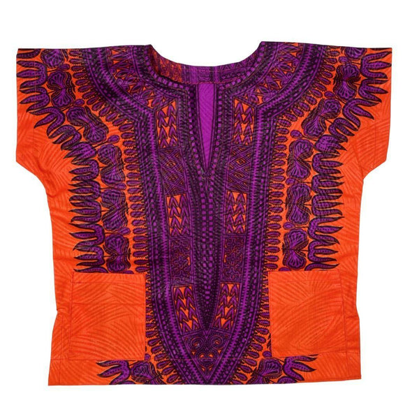 Chez Blaire Dashiki print shirt | Unisex | Boy | Man | Purple and Orange Dashiki Shirt for Baby, Toddlers, Daddy and Mommy.